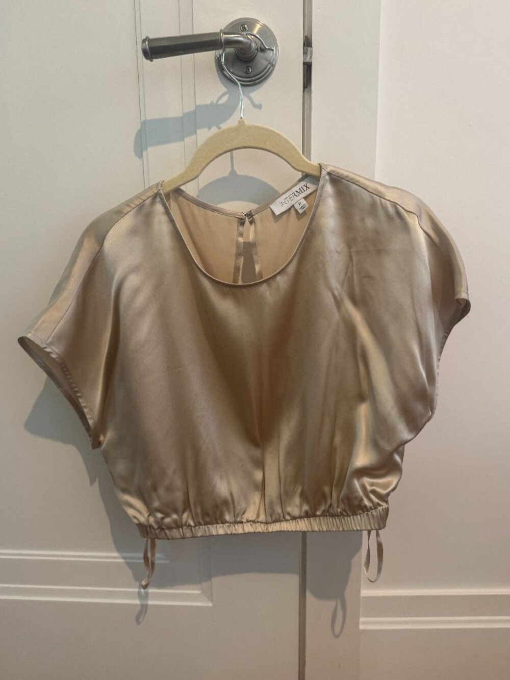 Intermix Gold Silk Top, Size P